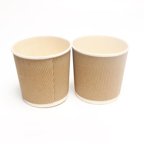 Degradable Corrugated Coffee Cups With Lids , Compostable Paper Cups For Hot Drinks