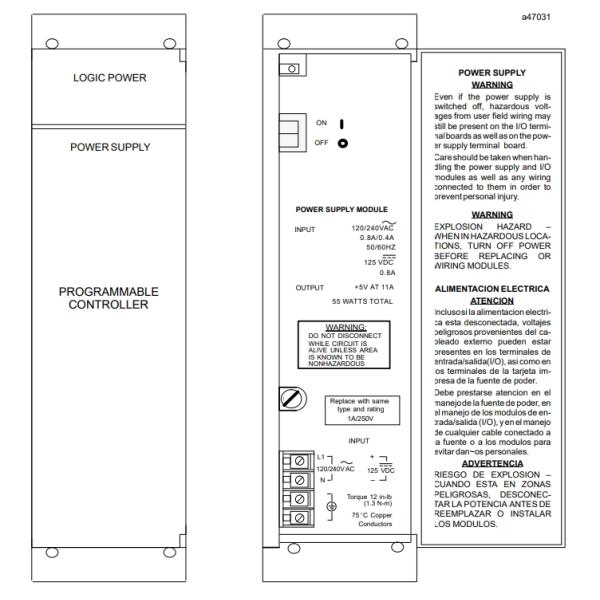 IC697PWR710 GE Programmable Controller Power Supply Module 55 W 120/240 VAC 125 VDC