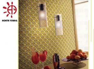 China HTY - TG 300 300*300 Best Selling Gold Color Plating  Ceramic Glass Metal Mosaic Tile on sale