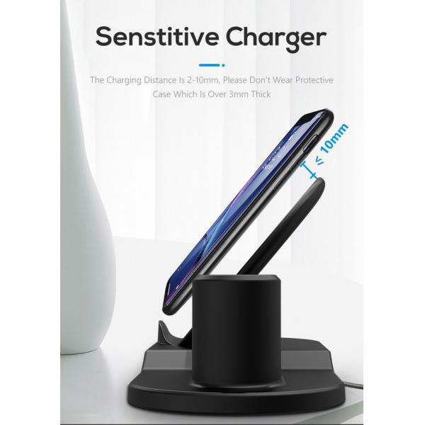 QI Enabled 10mm 5W ABS 3 In 1 QI Wireless Charger