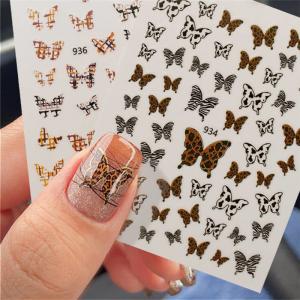 China Leopard Butterfly 3D Nail Art Sticker For Nail Art Decoration Non Toxic on sale