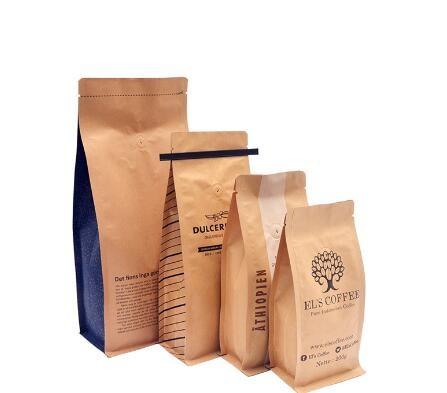 Printing Food grade kraft paper bag wholesale with clear window and zipper for dried food packaging