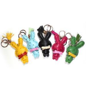 Quality ODM Luxury Leather Keychain , 9.5CM Bunny Rabbit Keychain for sale