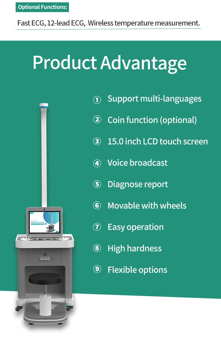 15.0 inch Patient Self Check In Kiosk Blood Pressure Pulse Health Spot Kiosk