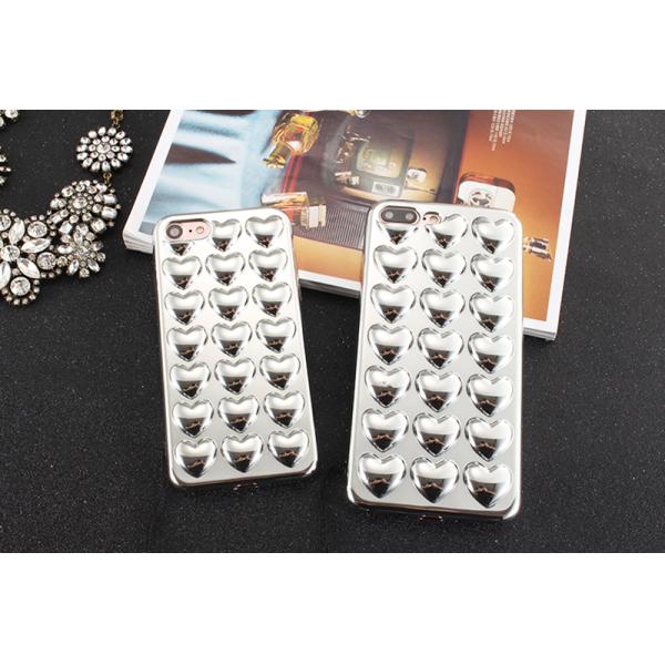 Plating TPU 3D Love Heart Cell Phone Case Back Cover for iPhone 7 7 plus 6 6s 6 Plus 6s Plus with Lanyard