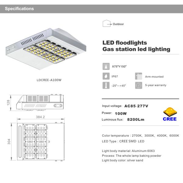 100W LED Street light High Lumens CREE SMD 5 years warranty LED Road Lighting IP67