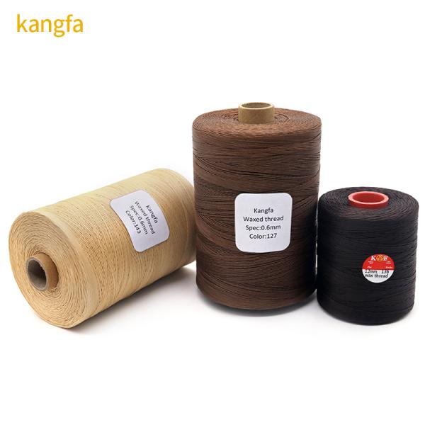 Black 0.6mm 1mm 100% Polyester Flat Waxed Braided Thread for Leatherware Waterproof