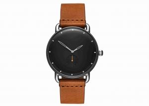China Tan leather wrist watch japan movt quartz watch stainless steel bezel on sale