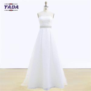 Quality Modern strapless a-line trailing off-shoulder traditional elegant bridal wedding dresses simple with beaded for sale