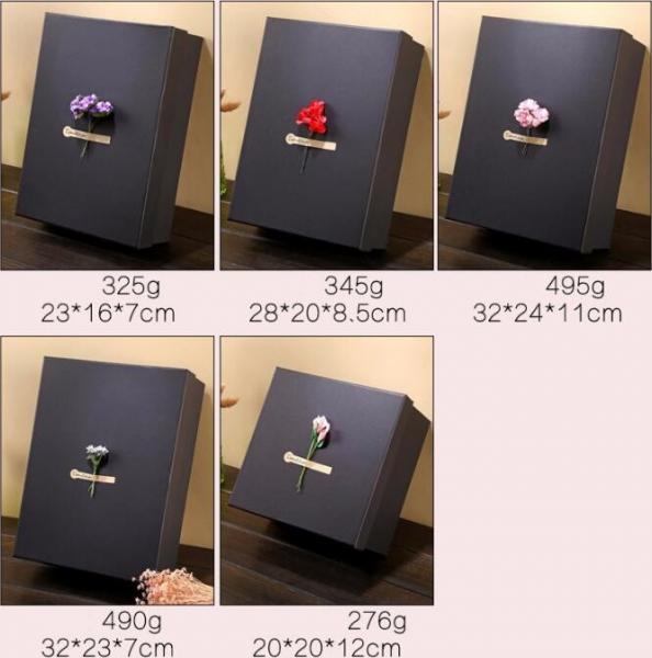Custom Black Flower Velvet Paper Box Luxury Round Cylin Hat Box with Ribbon Lid Box,Custom Paper Box of Chocolate Candy