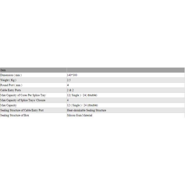 4 Port 2 In 2 Out Vertical Fiber Optic Closure With Heat Shrinkable Sealing Mini Type