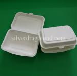 Disposable Biodegradable Sugarcane Pulp Paper Lunch Box, sugarcane clamshell