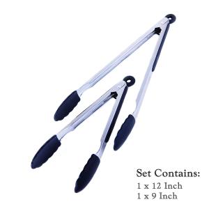 Quality Food Grade Non-Stick Silicone Tips Stainless Steel Kitchen Serving Tongs for sale