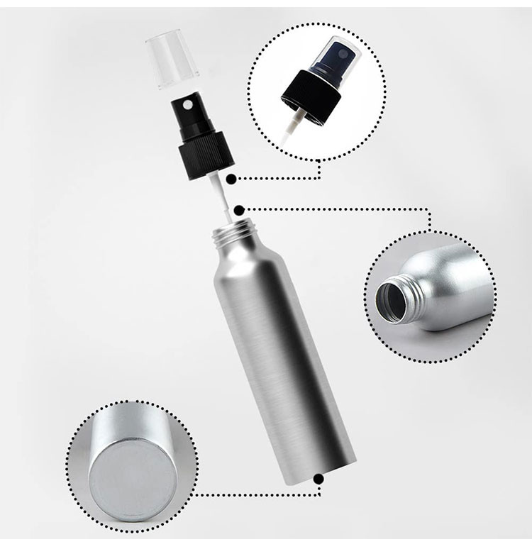 Lotion Perfume Refillable Aluminum Spray Bottle 30ml 50ml 100ml 120ml 150ml