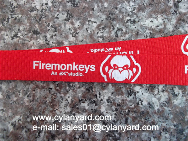 Red lanyard with release buckle, custom printed neck ribbon with plastic buckle,