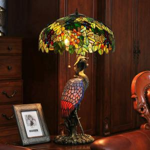 China Stained Glass Art Deco Home Decorative Large Chinese Birds Tiffany Vintage Table Lamp(WH-TTB-13) on sale