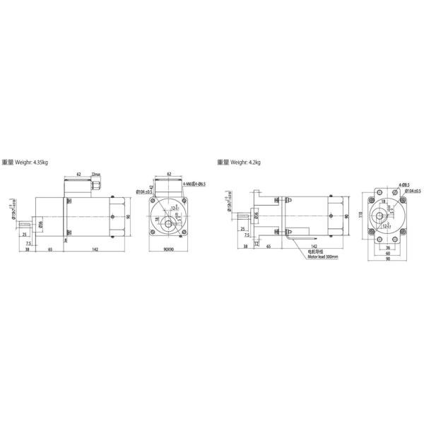5IK90GU-CF 1Ph 220VAC Asynchronous Electric Gear Motor 90w