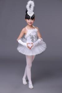 children's white veil condole belt of bitter fleabane little swan dance ballet dress