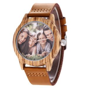 Quality Classic Three Pin Leather Band 250mm Wooden Wrist Watch for sale