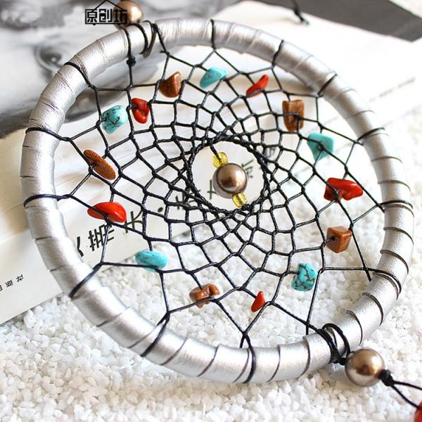 Fashion Wind Chimes Indian Style Feather Leather Gold Dream Catcher for Home Decor Hanging Decoration Nice Gift