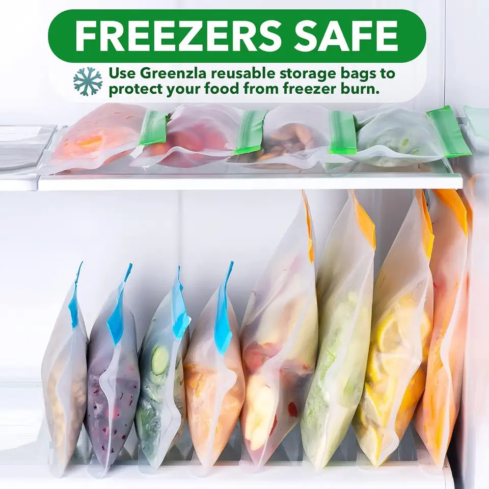 Quality Sandwich Snacks Peva Zipper Bags Safe 2 Gallon Reusable Freezer Bags Silicone Washable for sale