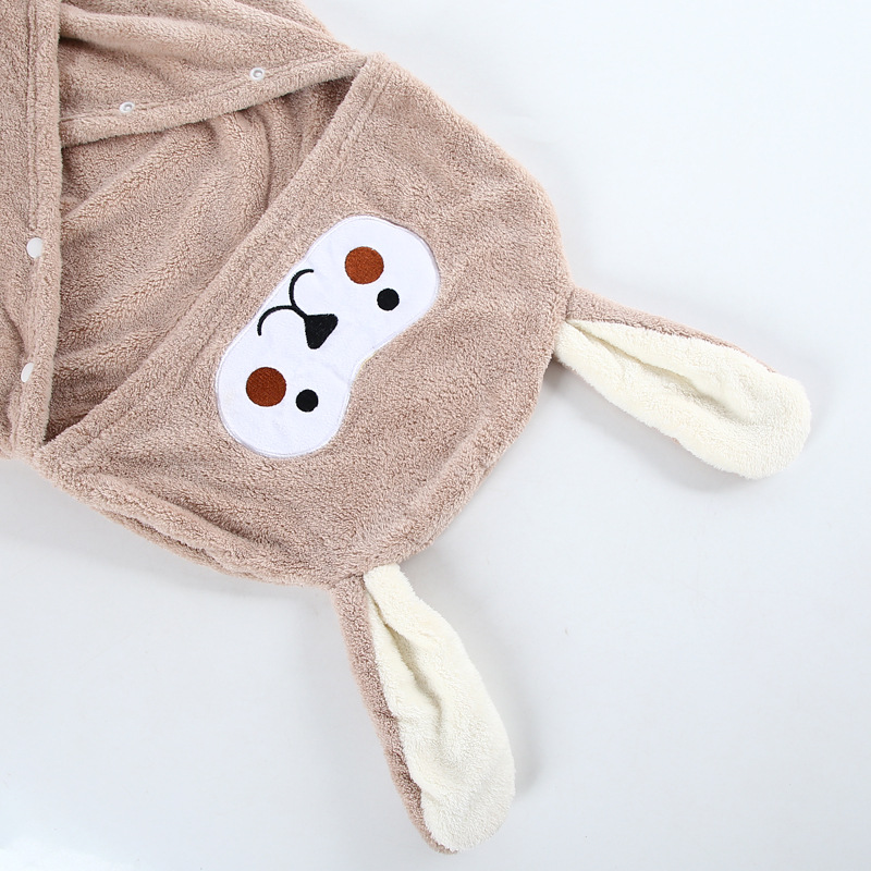 Customized Size Baby Hooded Bath Wrap Microfiber Coral Fleece Towel for Boys Girls