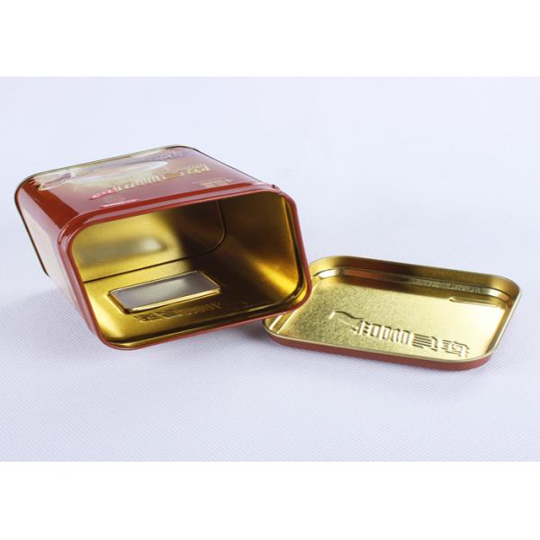 Custom Logo Printed Metal Coffee Tins , Embossed Square Coffee Tins With Clear Window