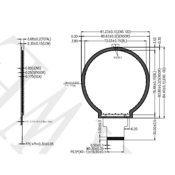 2.76-inch 480 * 480 RGB Round TFT LCD module with RGB 18 BIT interface