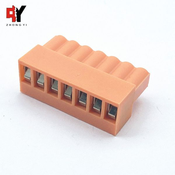 Orange 300V 2-24 poles Plug-In Terminal Block Female Panel Mounted