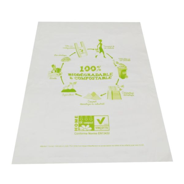 Ok compost Home Biodegradable vegetable fruit roll bag flat top transparent