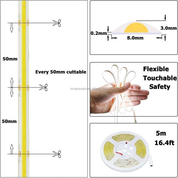 High Brightness Flexible LED Strip 8mm PCB Non Waterproof with Wifi Switch Mode 24V 12V