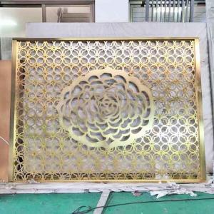 China Rose Gold Bronze Black Hairline Brush Horizontal Painting Pattern Design Stainless Steel Screen Partition Divider Panel on sale