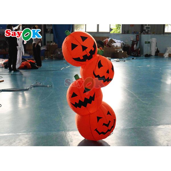 PVC Inflatable Halloween Decoration 4.9ft Pumpkin Shape LED Blown Up Model