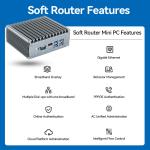 Intel Celeron 3865U 2 Cores 2 Threads Firewall Mini PC Router With 6 Ethernet