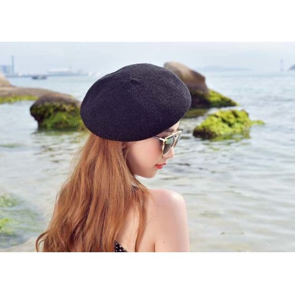 Printing Technic Winter Custom Personalized Hats , Women White Black Wool Beret Hat