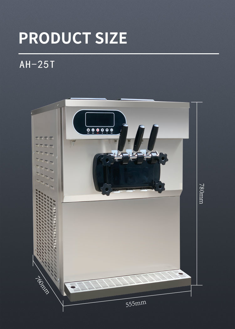 36-38l/H Commercial Soft Ice Cream Machine 3 In 1 Ice Cream Maker Table Top
