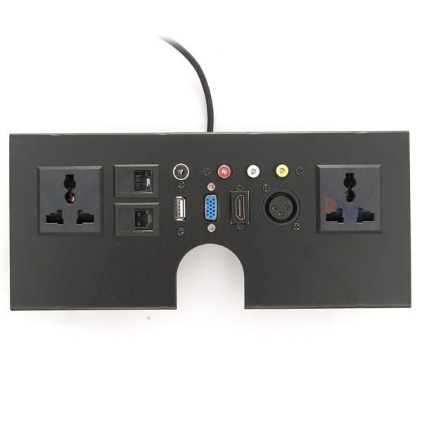 Aluminum alloy flip up brush office desk power socket box