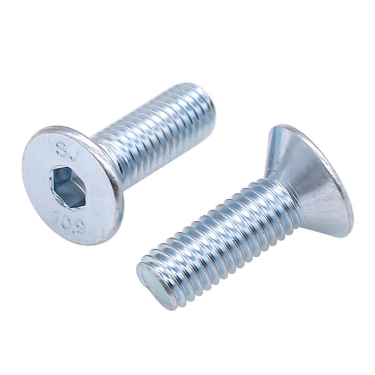 M5-M100 Mechanical White Blue Galvanized DIN7991 Flat Head Hex Socket Bolt Screw