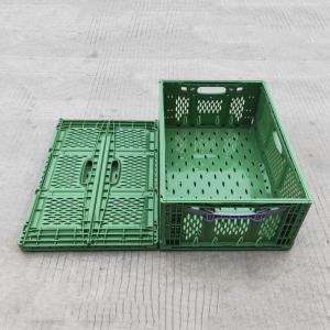 China Customized Supermarkets Plastic Folding Basket Vegetable Food Transportation on sale