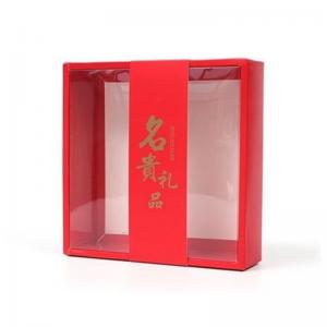 China Red Card Paper Kraft Gift Box With Window Eco Friendly For Food Candy Small Packaging on sale