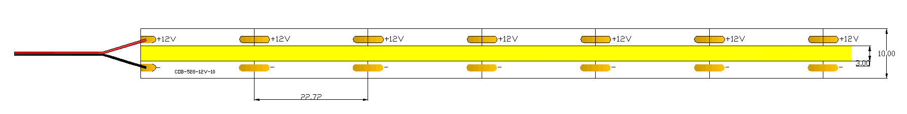 DC24V 10mm Width IP20 15W/M Flexible Cob LED Strip