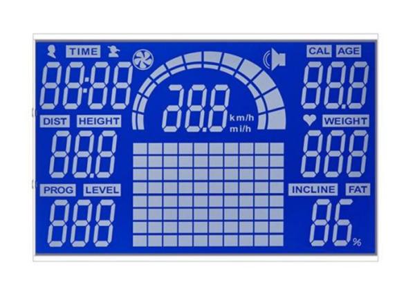 Customized 7 Segment LCD Display HTN Negative Lcd Blue Backgound Display For