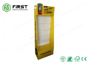China Customized Logo Printing Portable Corrugated Cardboard Pegboard Hook Display Stand on sale