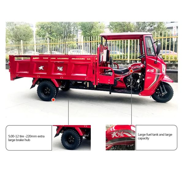 Cargo Box Size 2.4*1.35m Gas Cargo Trike Tuk Tuk Trimoto with Powerful Displacement