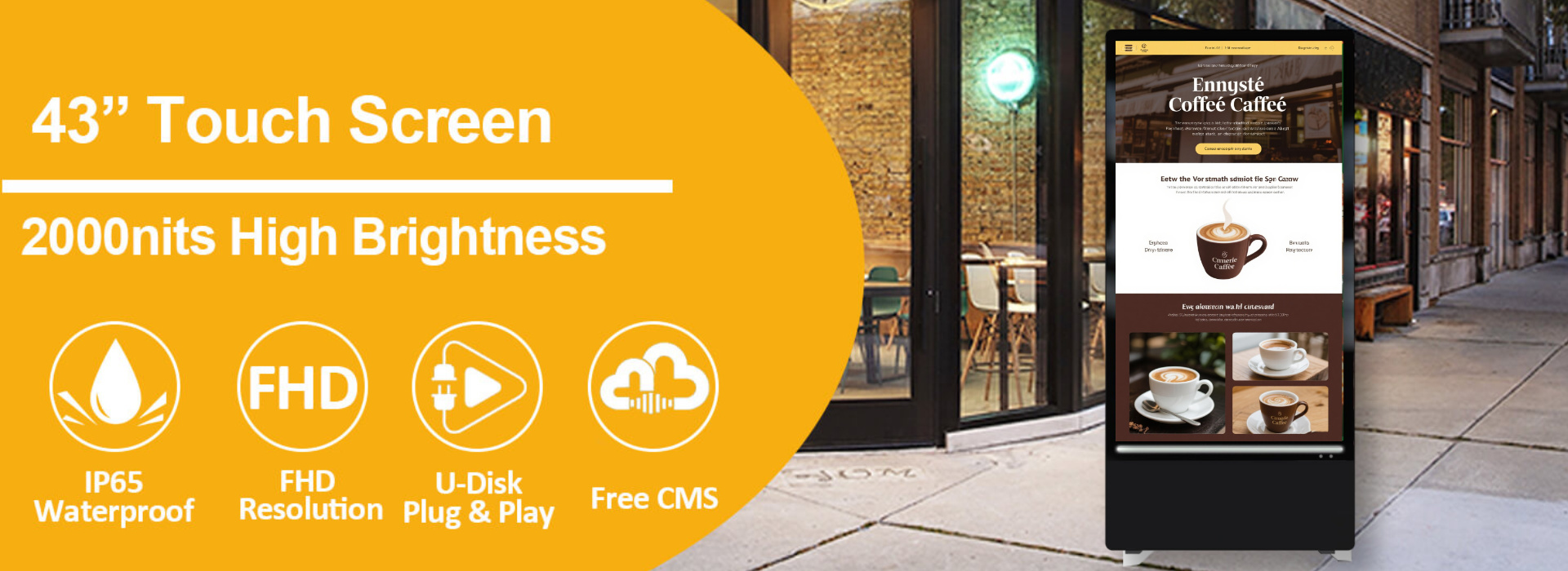 178° Viewing Angle Outdoor LCD Digital Signage with WiFi/3G/LAN Network Options and Wall/Ceiling/Floor Mounting Choices