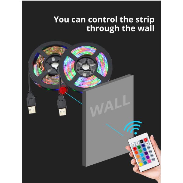 RGB 16.4ft WiFi Smart LED Light Strip 16 Million Colors 310LM with App Control and Music Sync