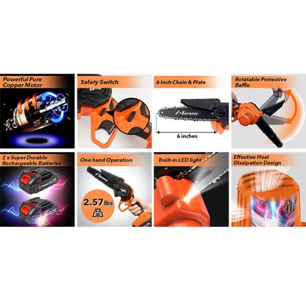 OEM 6 Inch Handheld Mini Chainsaw Lithium Portable Cordless 4 Inch Handheld Chainsaw