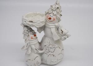 Quality Decoration Christmas Snowman Candle Holder Polyresin Material White Color for sale