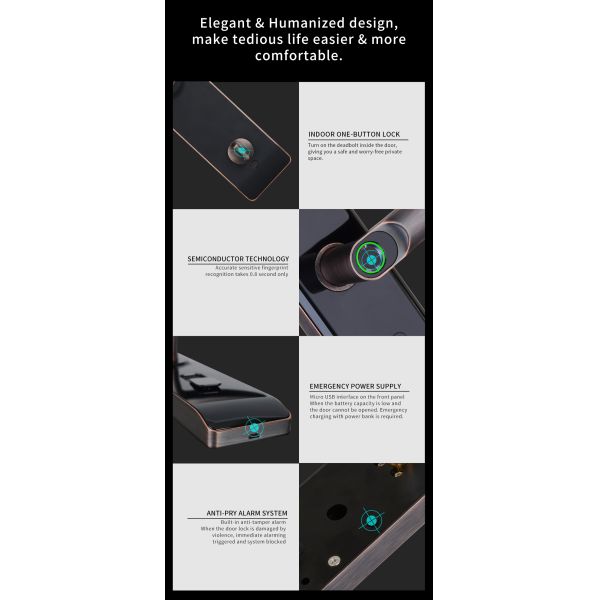 High Quality Fingerprint Tuya WiFi APP Smart Zinc Alloy Lock Door Lock For Apartment House