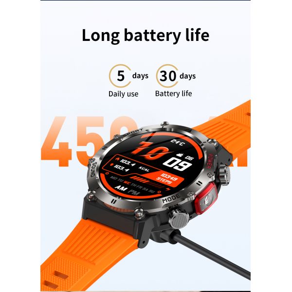 AMOLED Round Shape Touch Screen Smart Watch With NFC Local Music TWS 400mAh Battery